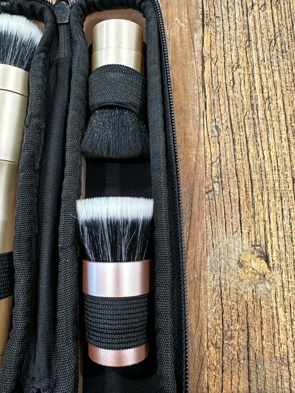 Travel Retractable Makeup Brush Set - Champagne Gold & Rose